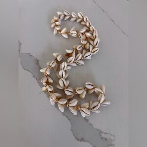 Vintage Cowrie Shell Beaded Necklace 34” long